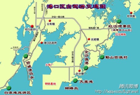 防城港港口区自驾游交通图 旅游交通导览图